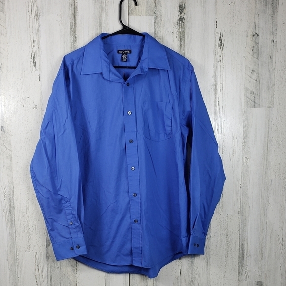 3/$15 men George blue long sleeve button down shirt size large - Picture 1 of 10